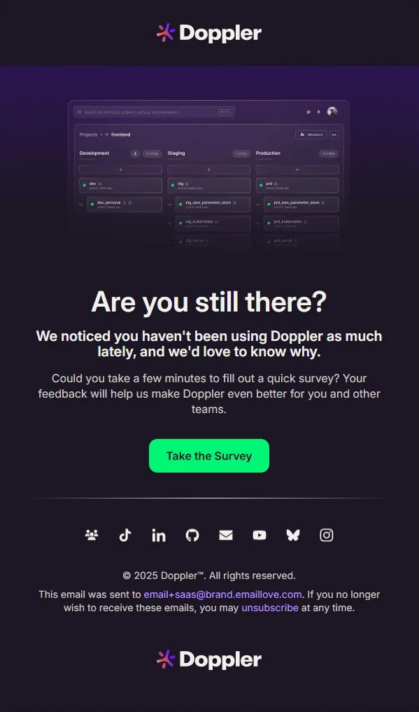 Feedback win-back email example