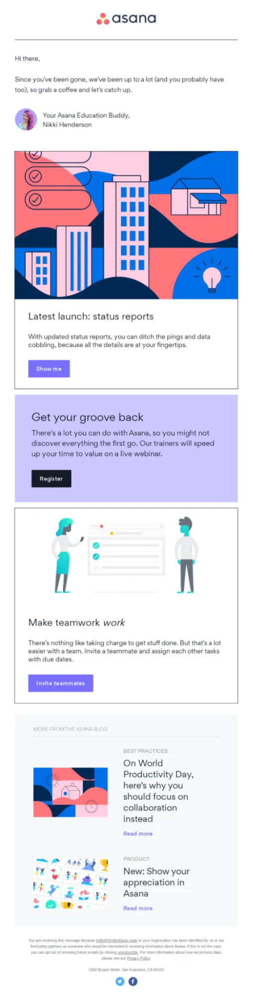 New product or feature win-back email example
