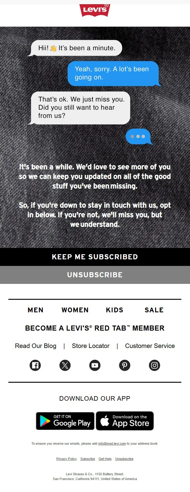 Final chance win-back email example