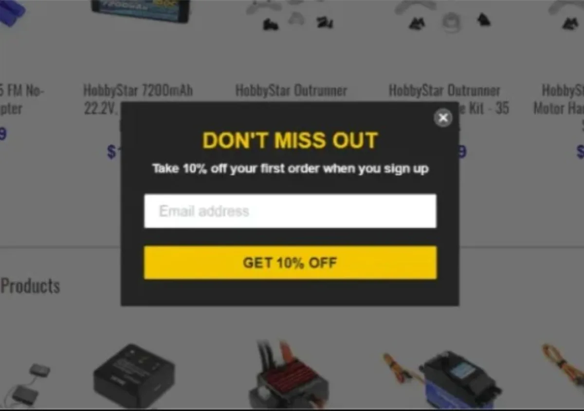 Email capture popup for abandoned cart recovery