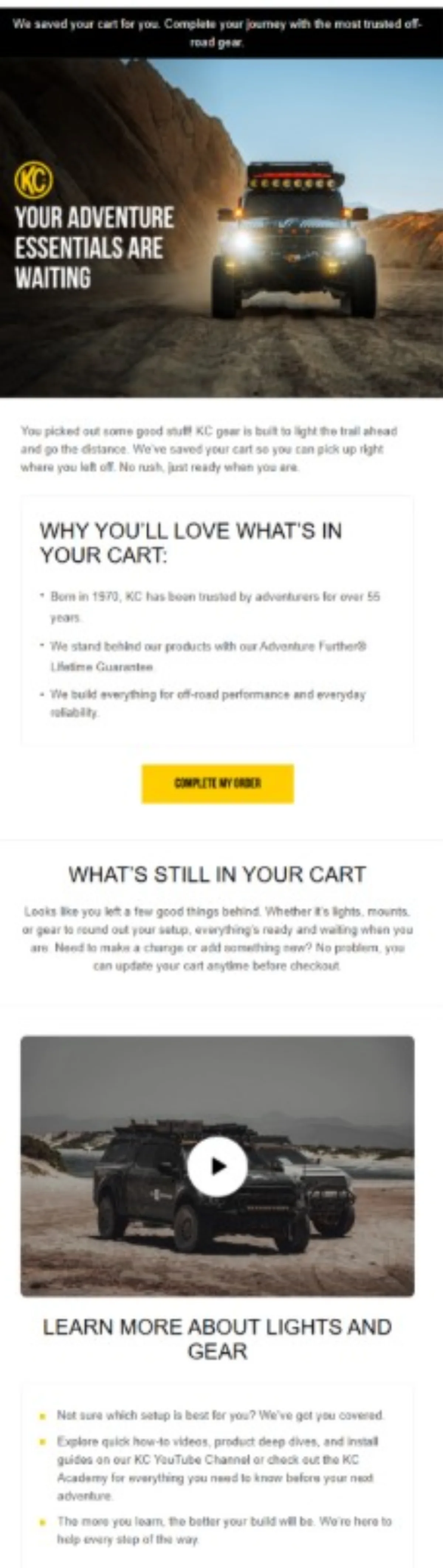 KC Hilites abandoned cart email 1