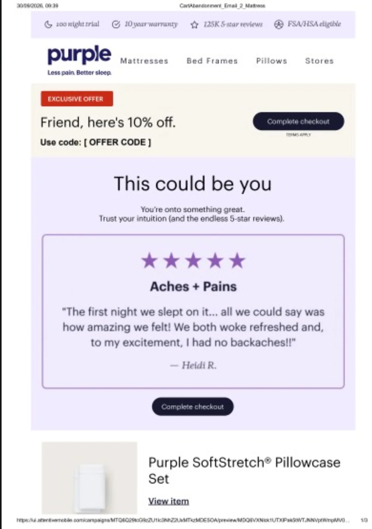 Purple abandoned cart email 2