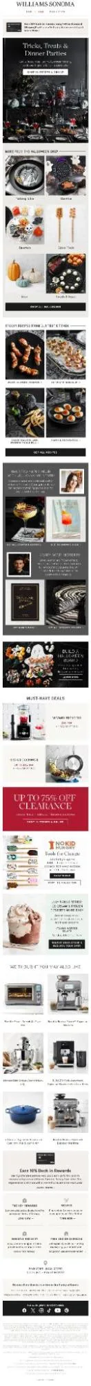 Halloween bundle email example from Williams Sonoma