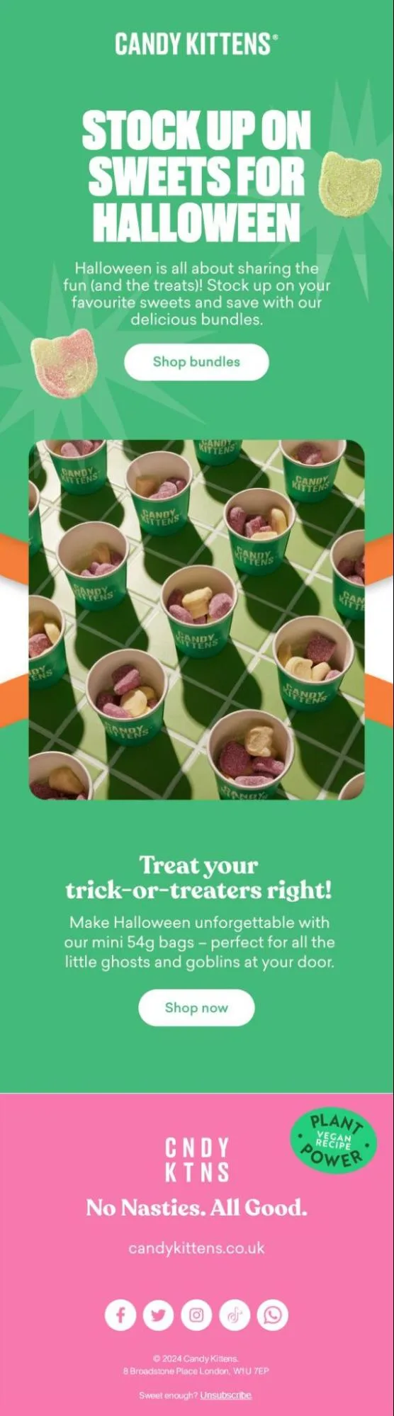 Halloween teaser email example from Candy Kittens